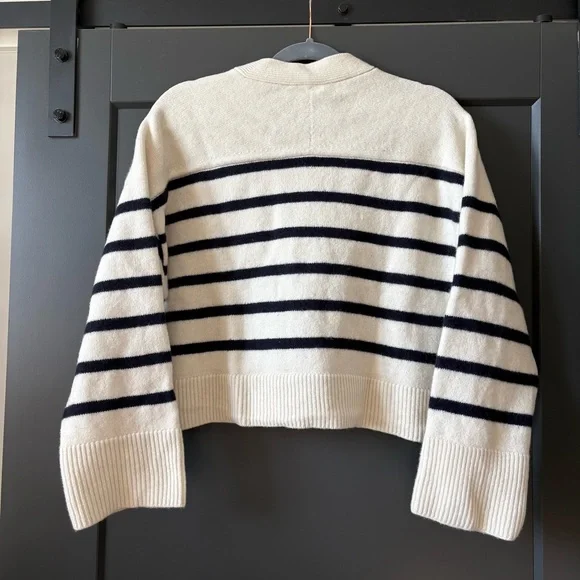 COS Women's Cardigan Sweater - Cream and Black Stripes - Picture 4 of 7